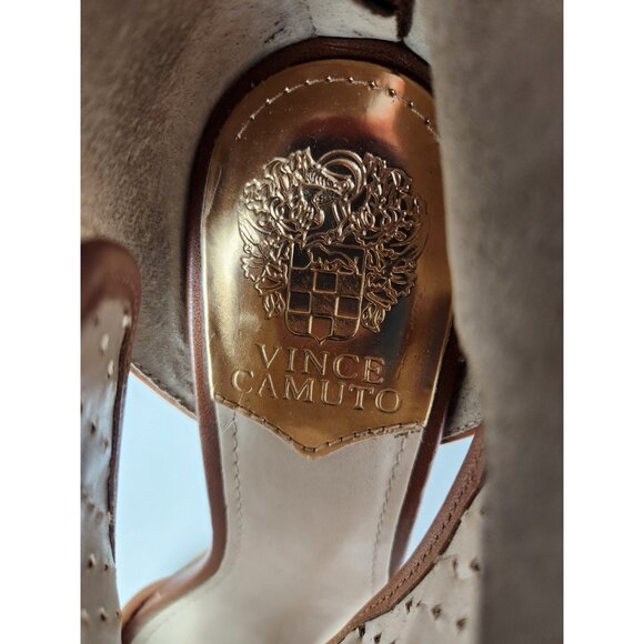 Vince Camuto Womens Brown Woven Leather Peep Toe Sandal Cone Heel size 8.5 - Picture 8 of 15